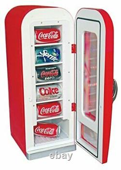 10 Can Mini Fridge/Cooler, 12VDC / 240V AC Coca-Cola Retro Vending Machine Style