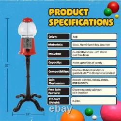 15 Gumball Machine with Stand and Coin Bank Bubble Machine Candy Dispenser