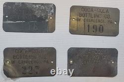 1940-50's Coca-Cola Brass Vending Machine ID Tags Charleroi PA Lot of 4