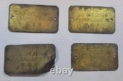 1940-50's Coca-Cola Brass Vending Machine ID Tags Charleroi PA Lot of 4