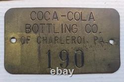 1940-50's Coca-Cola Brass Vending Machine ID Tags Charleroi PA Lot of 4