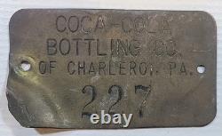 1940-50's Coca-Cola Brass Vending Machine ID Tags Charleroi PA Lot of 4