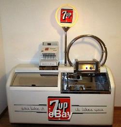 1950's 7up Embossed Soda Cooler Converted to Cooler Grill withSink & Cash Register