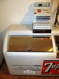 1950's 7up Embossed Soda Cooler Converted to Cooler Grill withSink & Cash Register