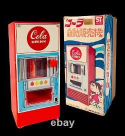 1960s Ultra Cool VINTAGE JAPANESE TOY COLA VENDING MACHINE in BOX COCA COLA COKE