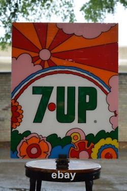 1969 19.5 x 25 #7UpUnCola plexiglass vending machine insert John Alcorn UnCanny