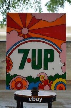 1969 19.5 x 25 #7UpUnCola plexiglass vending machine insert John Alcorn UnCanny