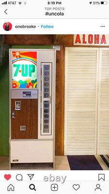 1969 19.5 x 25 #7UpUnCola plexiglass vending machine insert John Alcorn UnCanny