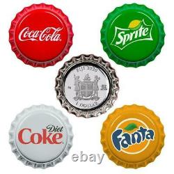 2020 Fiji COCA-COLA VENDING MACHINE $1 SILVER BOTTLE CAP COINS 4 Flavors