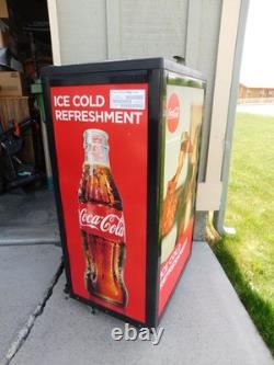 41 T Coca-Cola Rolling Lift Top Soda Beer Mini Fridge Electric Cooler By IDW