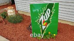 7 Up Soda Plexiglass Vending Machine Front Panel Sign! 39 x 31 COOL