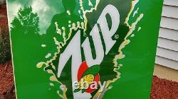 7 Up Soda Plexiglass Vending Machine Front Panel Sign! 39 x 31 COOL