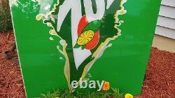 7 Up Soda Plexiglass Vending Machine Front Panel Sign! 39 x 31 COOL