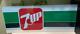 7-up 7UP Soda Vending Machine Cooler Green and White Panel Sign Plastic 28 x 11