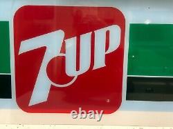 7-up 7UP Soda Vending Machine Cooler Green and White Panel Sign Plastic 28 x 11