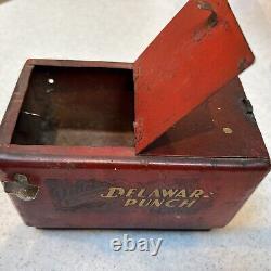 Antique Delaware Punch Salesman Sample Cooler 7x4x4 Advertising/Spanish