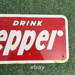 Authentic Vintage Drink Dr. Pepper Vending Machine Porcelain Sign 24x9