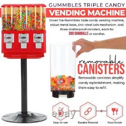 Candy Vending Machine with Stand for Business and Home Triple Coin Operated