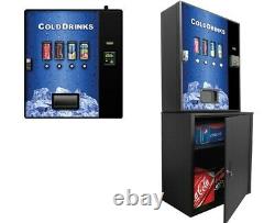 Cashless Cooler Wall Mountable Soda Vending Machine. 4 beverage selections