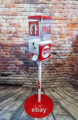 Coca cola gumball machine + metal stand