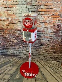 Coke Coca cola gumball machine glass Acorn penny machine with metal stand