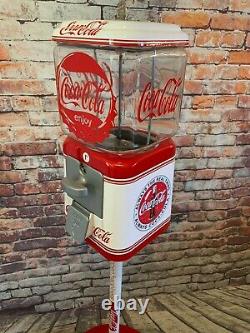 Coke Coca cola gumball machine glass Acorn penny machine with metal stand