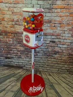 Coke Coca cola gumball machine glass Acorn penny machine with metal stand