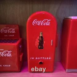 Coke Vending Machine Sculptures. Complete Set With Wooden Display