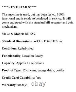 DN 5591 Soda Vending Machine With Credit Card Reader + Free Shipping