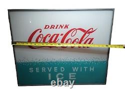 Drink Coca-Cola Vending Machine Panel Sign Vintage Served With Ice