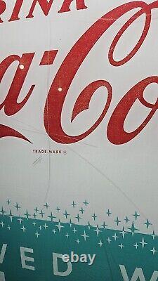 Drink Coca-Cola Vending Machine Panel Sign Vintage Served With Ice