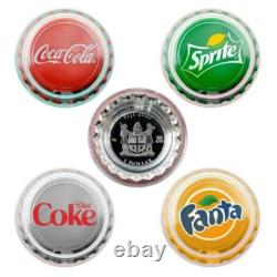 Fiji 2020 4 x 1$ COCA COLA Bottle Cap Vending Machine 4 Coin Silver Set