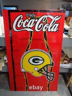 GREEN BAY PACKERS Coca-Cola Plexiglass Full Size Face For Vending Machine RARE