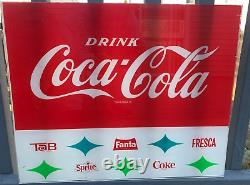 LG COKE TAB FRESCA FANTA Sign Soda Vending 60s Machine Insert Plexiglass UNUSED