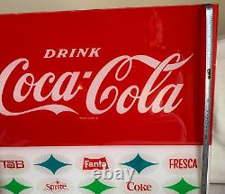 LG COKE TAB FRESCA FANTA Sign Soda Vending 60s Machine Insert Plexiglass UNUSED