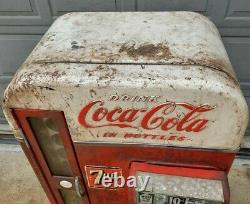 ORIGINAL 1957 Vendo 81 D COCA COLA 7-UP 10 cent SODA VENDING MACHINE Ice Cold