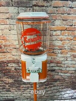 Orange crush soda vintage gumball machine Acorn glass round globe