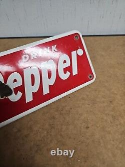 Original Dr. Pepper Porcelain Vending Machine Advertising Sign Soda 13x5