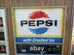 Pepsi Crushed Ice in a Cup Vending Machine Sign 25 cents with Lower Coin Slot Sign
