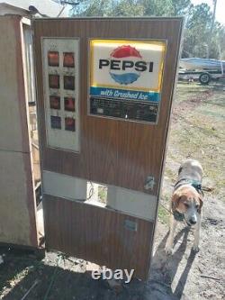 Pepsi Crushed Ice in a Cup Vending Machine Sign 25 cents with Lower Coin Slot Sign