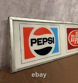 Pepsi & Dr. Pepper Soda Sign Insert Metal Frame Plexiglass Vending Machine RARE