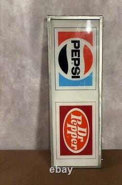 Pepsi & Dr. Pepper Soda Sign Insert Metal Frame Plexiglass Vending Machine RARE