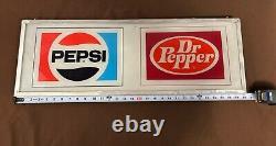 Pepsi & Dr. Pepper Soda Sign Insert Metal Frame Plexiglass Vending Machine RARE