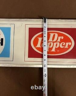 Pepsi & Dr. Pepper Soda Sign Insert Metal Frame Plexiglass Vending Machine RARE