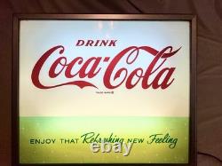 RARE Coca Cola Vending Machine Lighted Panel ENJOY THAT REFRESHING NEW FEELING
