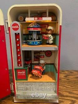 RARE Enesco Coca-Cola Lighted Vending Machine Factory Moving Music Box VIDEO