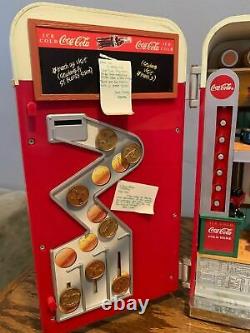 RARE Enesco Coca-Cola Lighted Vending Machine Factory Moving Music Box VIDEO