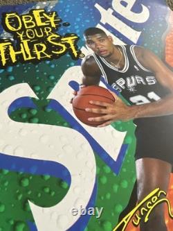 RARE Tim Duncan 1997 Vending Machine Poster Spurs SPRITE Soda THICK 30 x 23