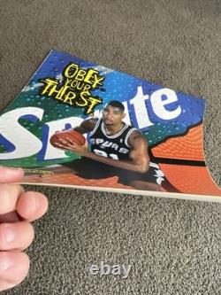 RARE Tim Duncan 1997 Vending Machine Poster Spurs SPRITE Soda THICK 30 x 23