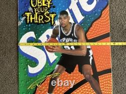 RARE Tim Duncan 1997 Vending Machine Poster Spurs SPRITE Soda THICK 30 x 23